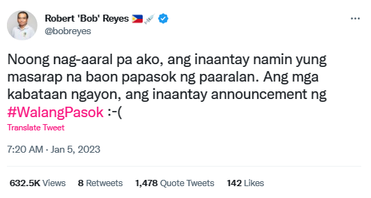 Bob Reyes tweet 