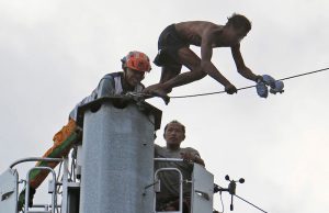 Man in pole