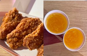 Spicy McWings and PeaChee Fruit Fizz