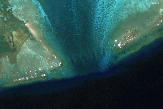 Satellite images of Scarborough Shoal, South China Sea