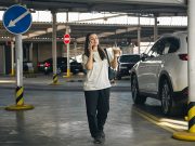 Woman in parking lot