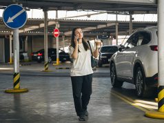 Woman in parking lot