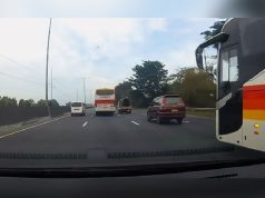 Commuter bus’ risky lane switch on NLEX sparks backlash