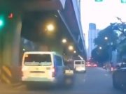Motorcycle hit by ambulance in Manila after reckless lane change