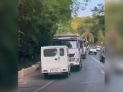 ‘Stay in your lane’: Trucks refuse to yield to counterflowing vehicle in viral video
