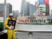 Japanese security guard finds fame as designer of duct tape signs