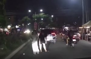 Pedestrians’ unexpected bowing gesture while crossing road draws attention